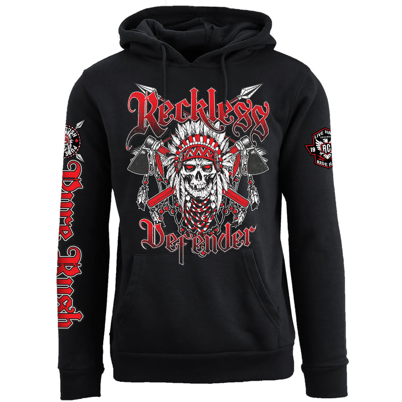 RUSH RECKLESS DEFENDER RED PULLOVER HOODIE