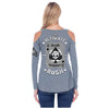 DEATH BEFORE DISHONOR SILVER LONG SLEEVE OPEN SHOULDER